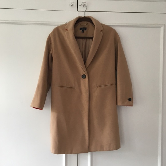 Topshop Jackets & Blazers - Topshop Camel Coat with red/blue accents